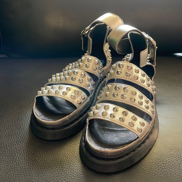 Dr. Martens Shoes - Dr. Martens rare Liza silver studded sandals size 8 women’s